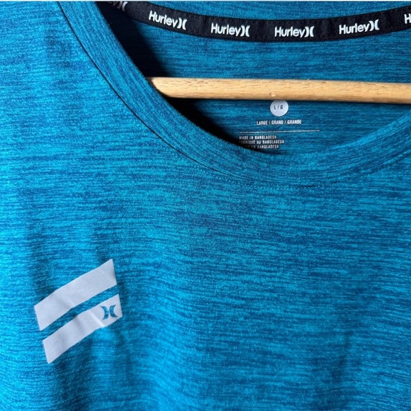 Hurley Blue Heathered Performance Tee Shirt Logo Graphic Athletic Top Size L - Picture 3 of 3